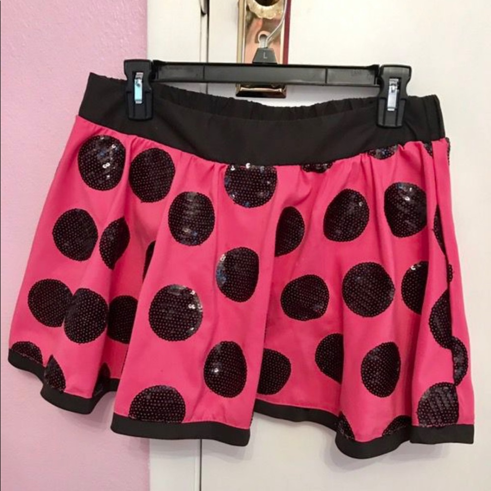 Justice sequin skirt shorts sequin polka dots pink 18